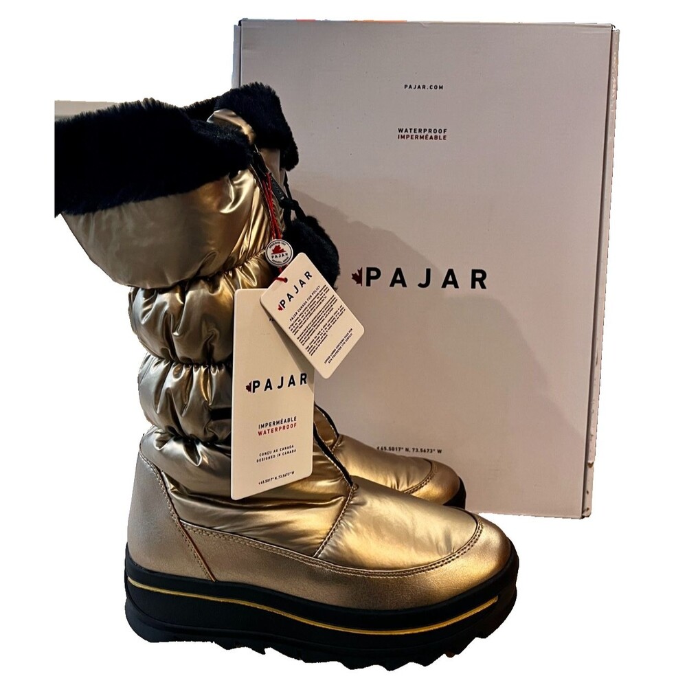 Pajar Women's Size 8.5 Toboggan 2.0 Gold Metal Stellare Winter Boots NEW in Box